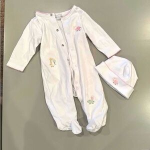 Kissy Kissy White Footie with Animal Embroidery